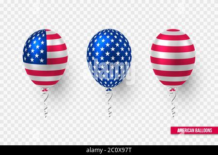 USA glossy balloons design of American flag. Stock Vector