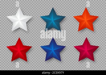Set of 3d stars in colors of USA. Stock Vector