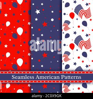 Seamless american patterns. Stock Vector