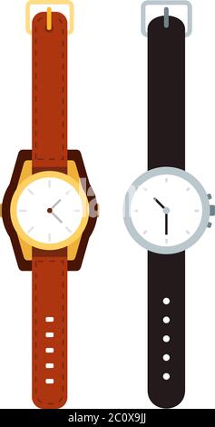 Wristwatch with leather straps vector icon flat isolated Stock Vector