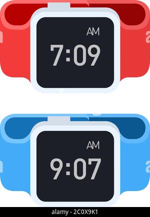 Wrist watch with LED display vector icon flat isolated Stock Vector