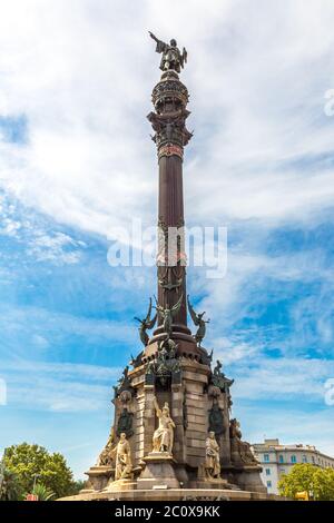 Monument of Christopher Columbus in Barcelona Stock Photo