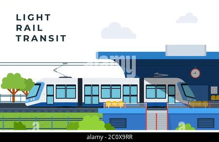 Light Rail Transit on day background. Vector Illustration. Stock Vector