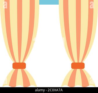 Striped curtains with cornice vector icon flat isolated Stock Vector
