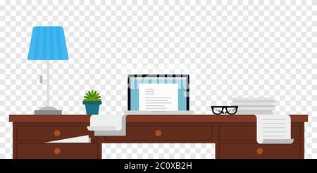 Wooden retro table writer vector illustration in flat design. Stock Vector