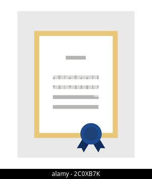 Certificate flat style vector icon isolated on white background. Stock Vector