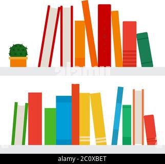 Books on shelves vector icon flat isolated Stock Vector