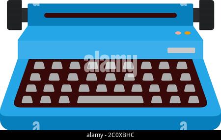 Blue typewriter vector icon flat isolated Stock Vector