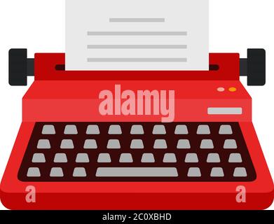 Writing red typewriter vector icon flat isolated Stock Vector