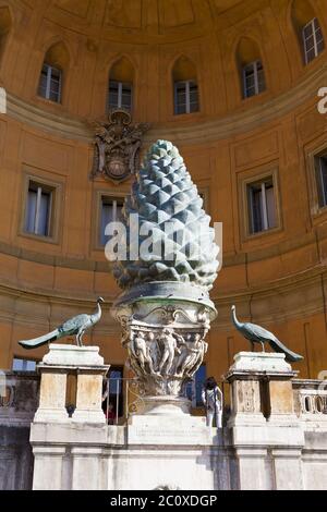 The Pigna fountain at St. Peter's in Rome - Pigna is the name of rione IX  of Rome. The name means pine cone in Italian, and the symbol for the rione  is