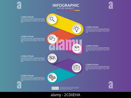 Infographic element design template for presentation, diagram, workflow, annual report. Business data visualization connection timeline info Stock Vector