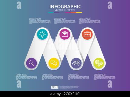 Infographic element design template for presentation, diagram, workflow, annual report. Business data visualization connection timeline info Stock Vector