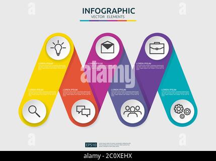 Infographic element design template for presentation, diagram, workflow, annual report. Business data visualization connection timeline info Stock Vector