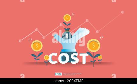 arrow increase for cost reduction concept . business management at lost crisis and bankrupt situation. finance expenses and profit improvement Stock Vector