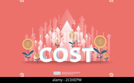 arrow increase for cost reduction concept . business management at lost crisis and bankrupt situation. finance expenses and profit improvement Stock Vector