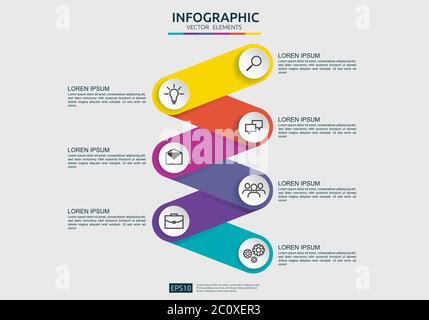 Infographic element design template for presentation, diagram, workflow, annual report. Business data visualization connection timeline info Stock Vector