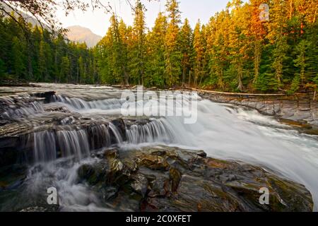 Waterfalls in Glacier national park, Montana Stock Photo