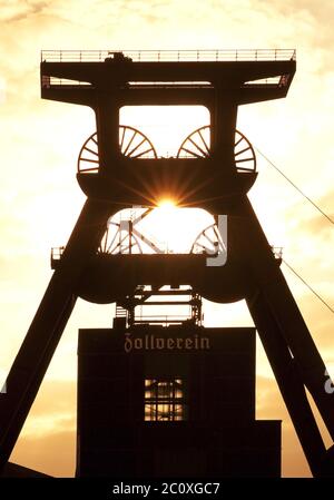 UNESCO World Heritage site Zeche Zollverein, double winding tower, shaft 12, Essen, Germany Stock Photo