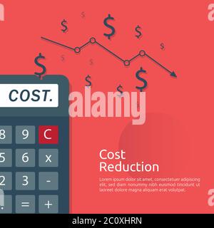 business finance crisis concept. cost reduction management. arrow line decrease money graph fall down symbol. economy stretching rising drop Stock Vector