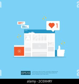 Social media network and digital marketing concept for poster, web page, banner, presentation. web traffic audience analysis for business growing Stock Vector