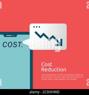 business finance crisis concept. cost reduction management. arrow line decrease money graph fall down symbol. economy stretching rising drop Stock Vector