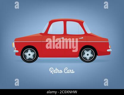 Retro car side view cartoon vector illustration Stock Vector Image ...