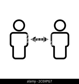 Social distancing line symbol Stock Vector