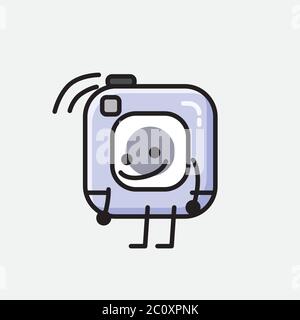 An illustration of Cute Action Camera Mascot Vector Character in Flat Design Style Stock Vector