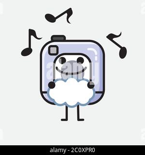 An illustration of Cute Action Camera Mascot Vector Character in Flat Design Style Stock Vector