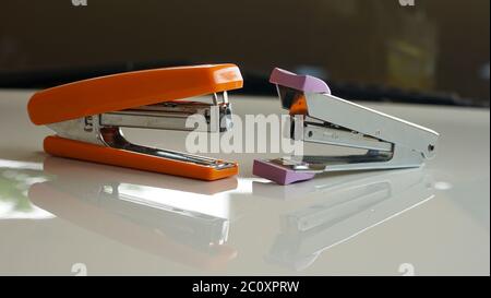 Close up the stapler on the table Stock Photo