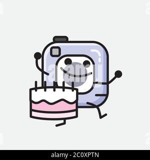 An illustration of Cute Action Camera Mascot Vector Character in Flat Design Style Stock Vector