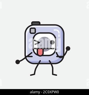 An illustration of Cute Action Camera Mascot Vector Character in Flat Design Style Stock Vector