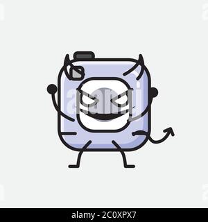 An illustration of Cute Action Camera Mascot Vector Character in Flat Design Style Stock Vector