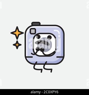 An illustration of Cute Action Camera Mascot Vector Character in Flat Design Style Stock Vector