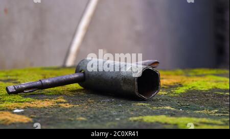 Close up the T-shaped wrench Stock Photo