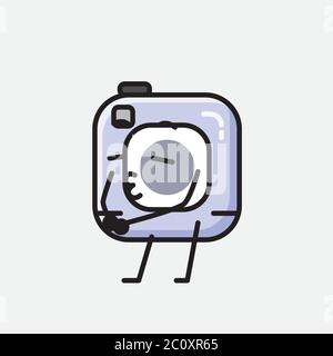 An illustration of Cute Action Camera Mascot Vector Character in Flat Design Style Stock Vector