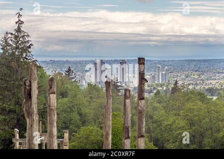 Panoramic view over Vancouver from Burnaby Mountain, Vancouver, British Columbia, Canada Stock Photo