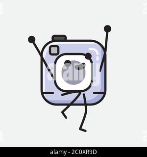 An illustration of Cute Action Camera Mascot Vector Character in Flat Design Style Stock Vector