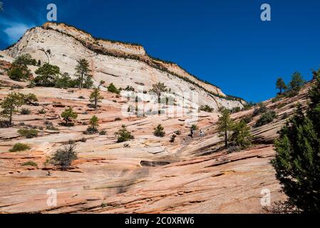 Scenic images of Zions National Park taken from Hwy 9.  The park is divided into two main areas; the scenic loop, and Hwy 9.  Each  area is beautiful. Stock Photo