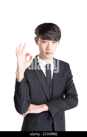 isolated young asian businessman on white background Stock Photo