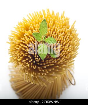 Bunch of spaghetti on white background Stock Photo