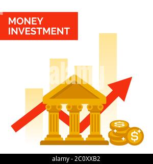 Vector illustration of financial investment in a bank. Suitable for long-term savings, financial plan and profitable investment services. Stock Vector