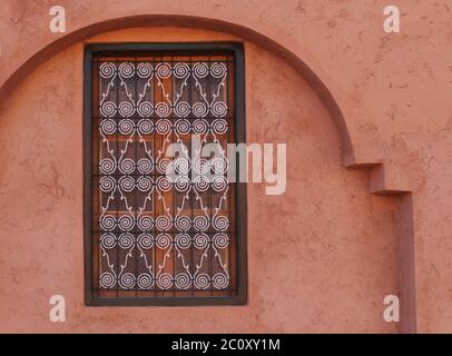 metal-grilled window in morocco Stock Photo