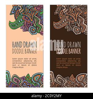 colored hand drawn doodle banner templates Stock Photo