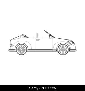 outline cabriolet roadster car body illustration Stock Photo