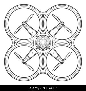 vector outline quadcopter drone illustration Stock Photo