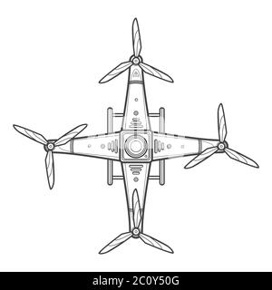 vector outline quadcopter drone illustration Stock Photo