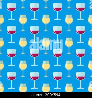 flat white and red wine glasses seamless pattern Stock Photo