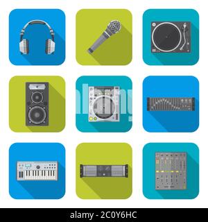 various color flat style sound devices icons set Stock Photo
