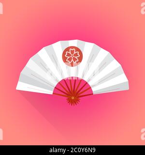 flat style white color japanese style hand fan illustration Stock Photo